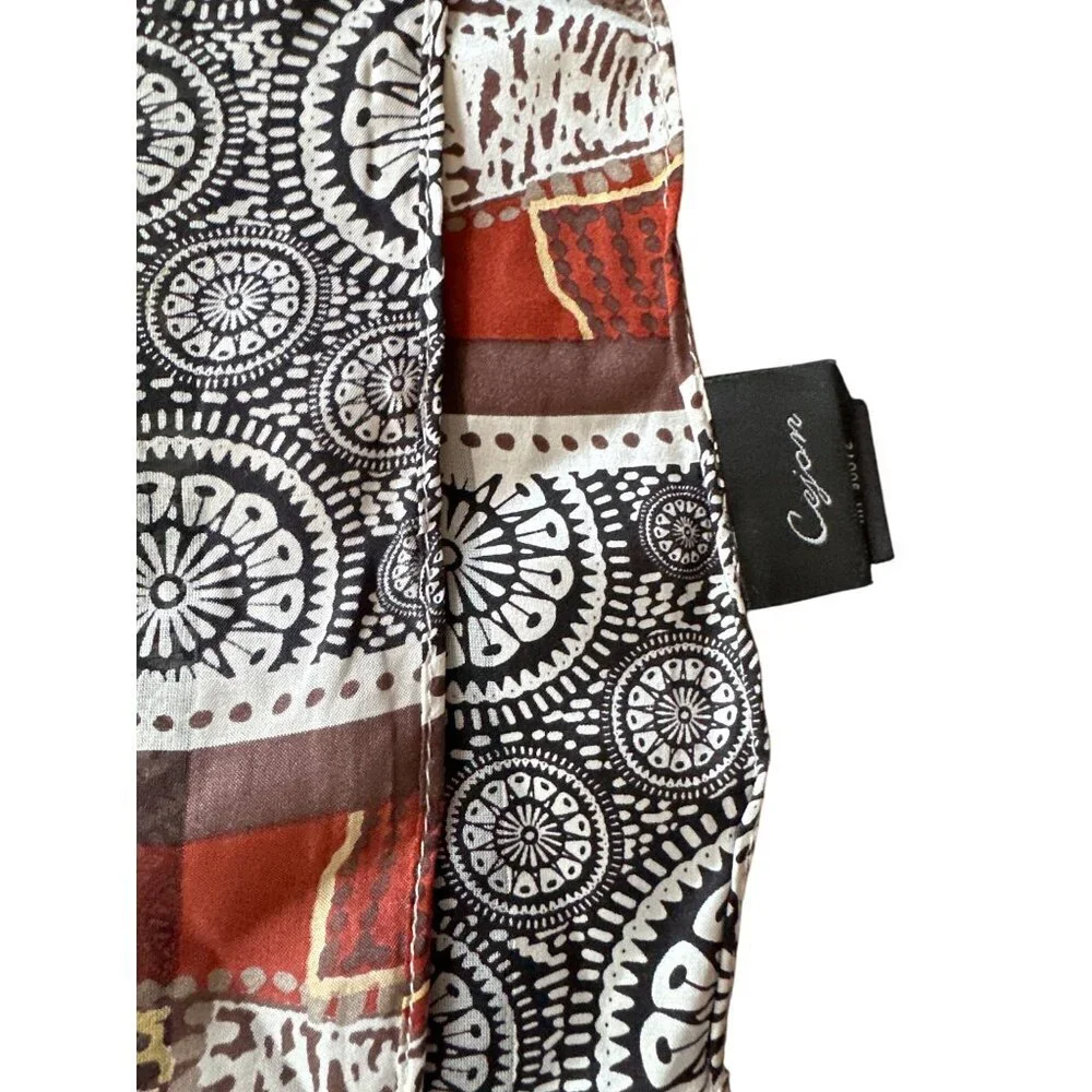 Vintage Cejon‎ 100% Silk Scarf With Geometric Pattern